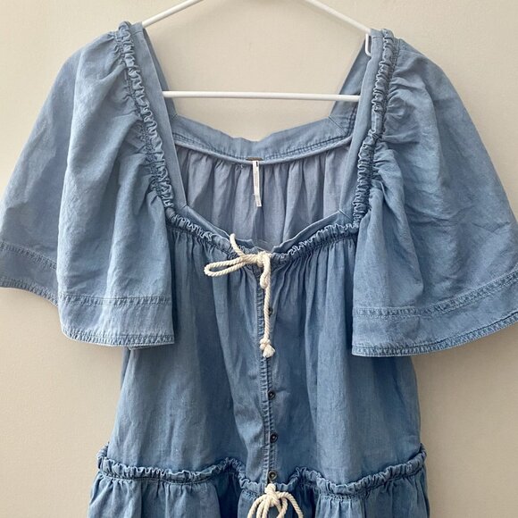 Free People County Line Denim Romper NWOT - Picture 7 of 9